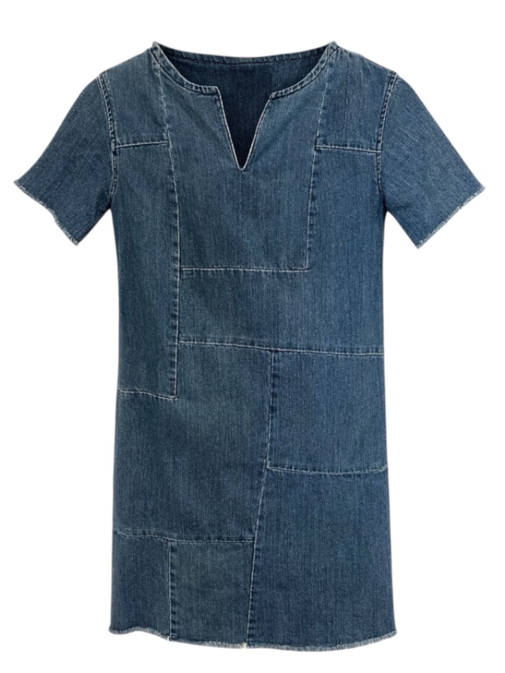 All Saints Ann Tonal Patch Work Denim 100% cotton Blue Dress Size 00